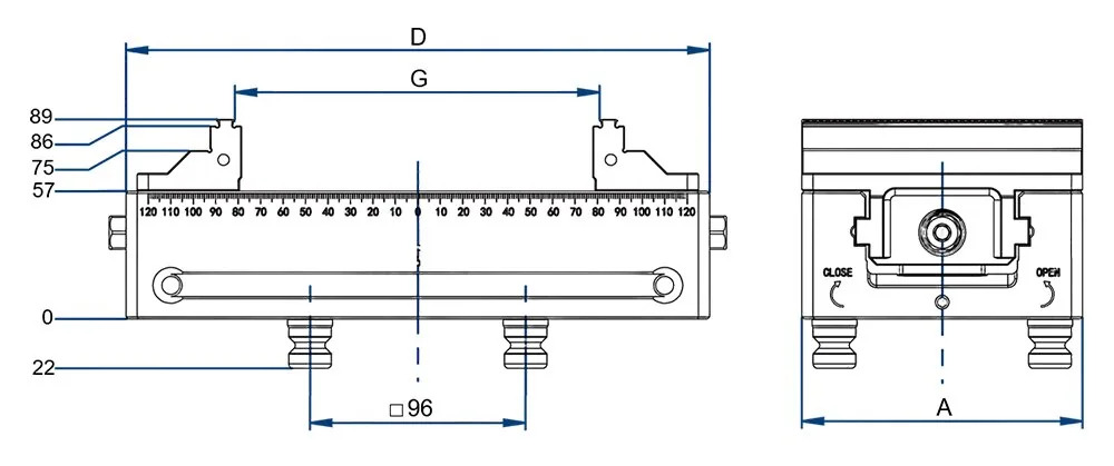 Тиски самоцентрирующиеся S96P-210V2 для 5-осевой обработки ALLGRIP