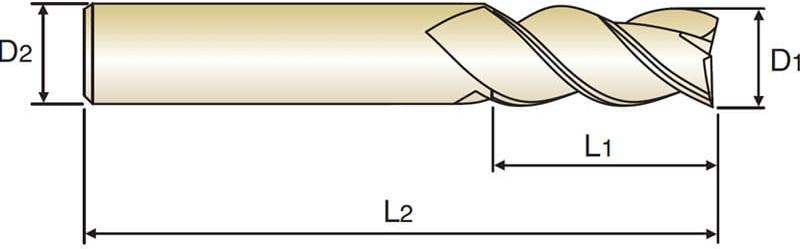 Фреза концевая 16X16X35X90 ALU-POWER с 3-мя зубьями (спираль 45°) с шейкой удлиненная