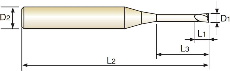 Фреза твердосплавная 0.2X4X0.3(1)X40 концевая 4G MILL с 2-мя зубьями (спираль 30°) с удлиненной шейкой