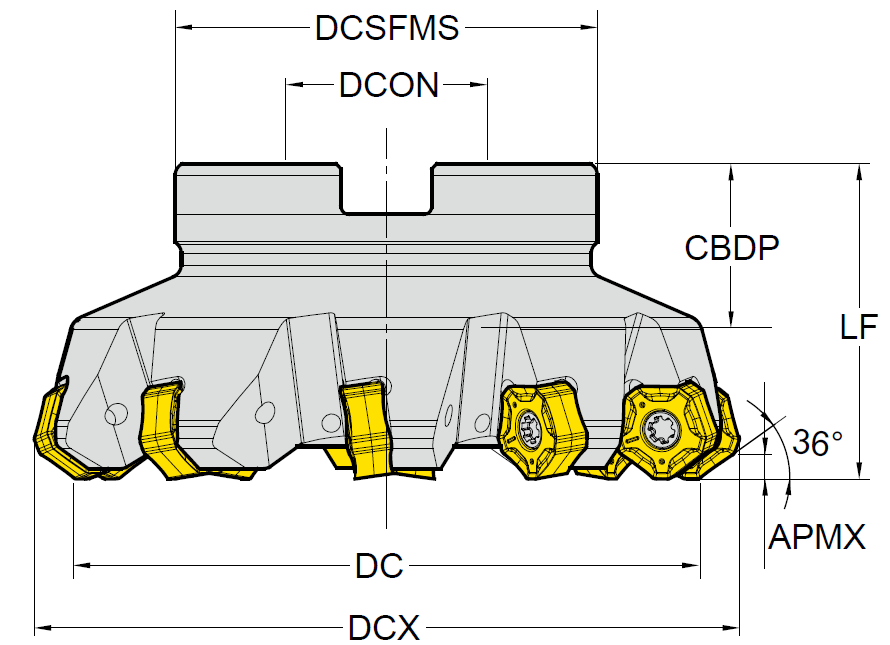 Корпус фрезы со сменными пластинами F36-PNMU12-D125Z10S40